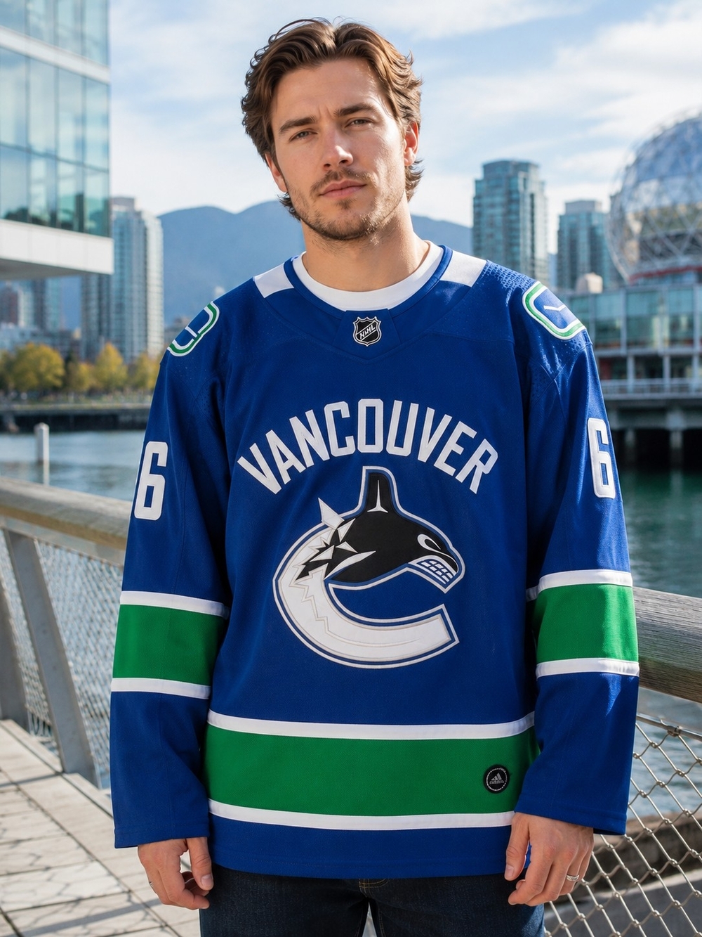 Adidas Vancouver Canucks Brock Boeser #6 NHL Hockey Jersey Blue 46 - Picture 2 of 11